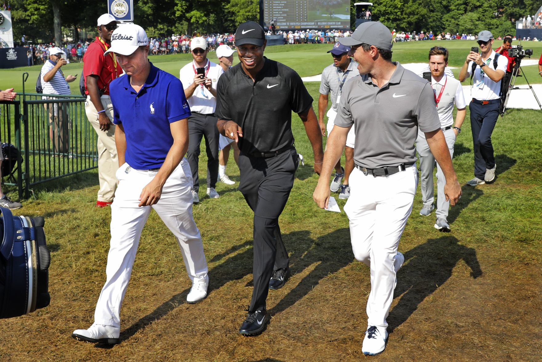 Rain-delayed second round continues of the 100th PGA Championship